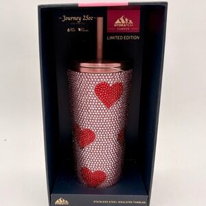Hydrapeak Journey 25oz Rhinestone Heart Tumbler Pink Red Limited Edition Bling